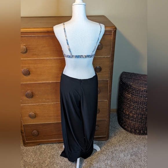 Palazzo VINTAGE Black PANTS Vacation READY! SZ Large - Picture 9 of 16